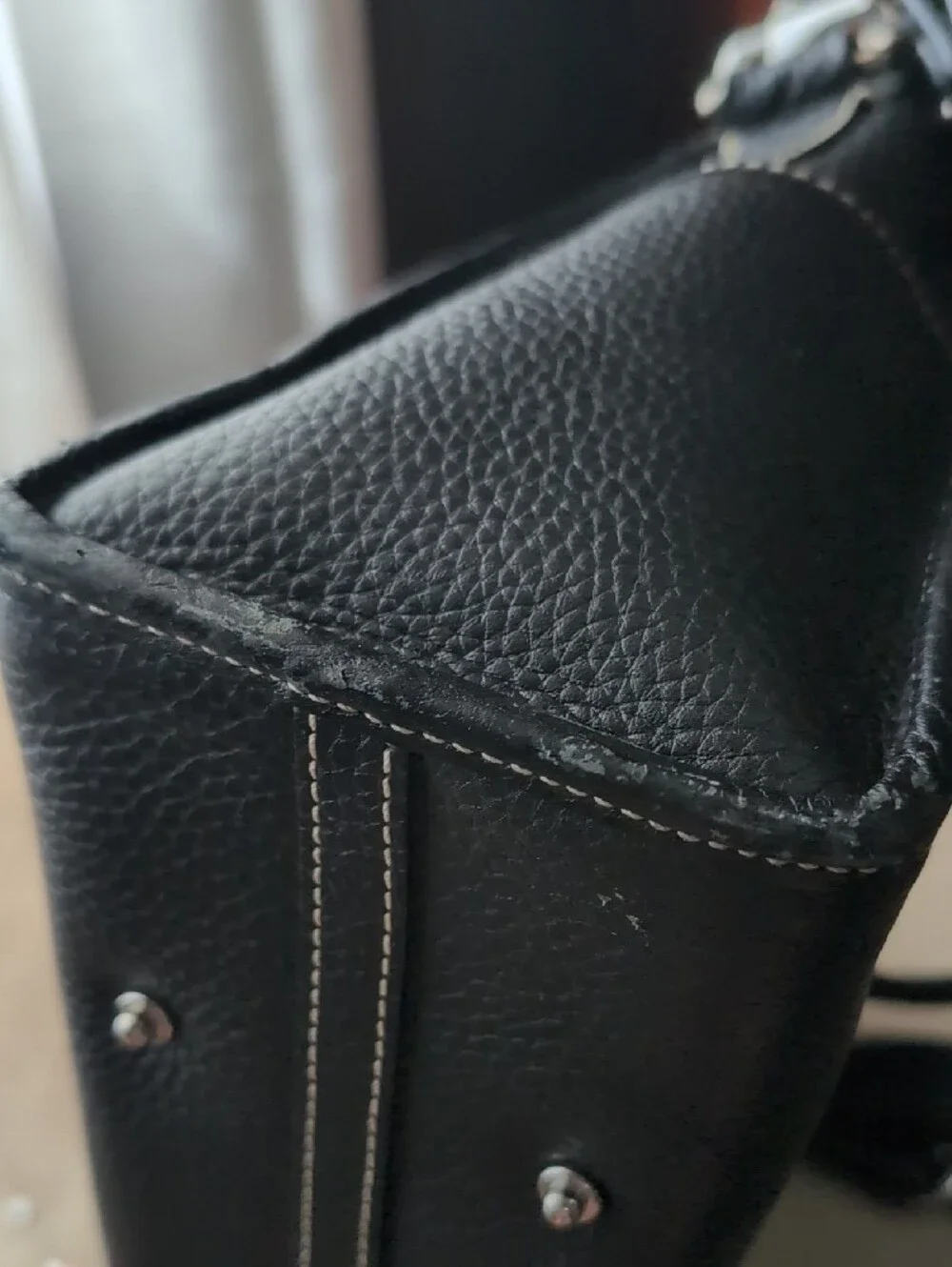 Dooney & Bourke Vintage Black Leather Double Pocket Briefcase Satchel